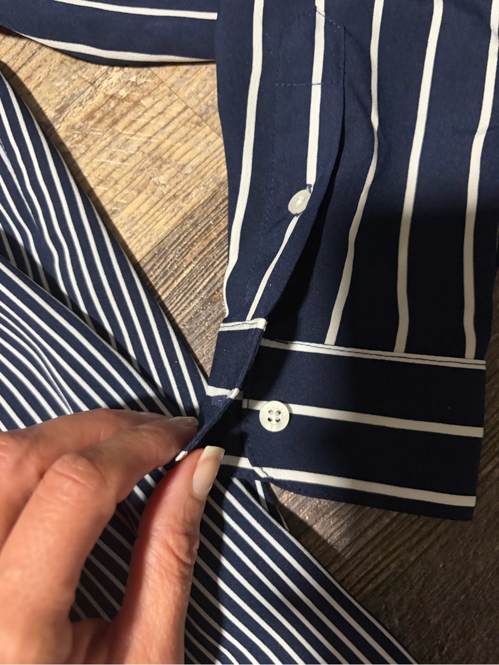 Ralph Lauren Navy and White Striped Button-Down Shirt - Picture 4 of 5